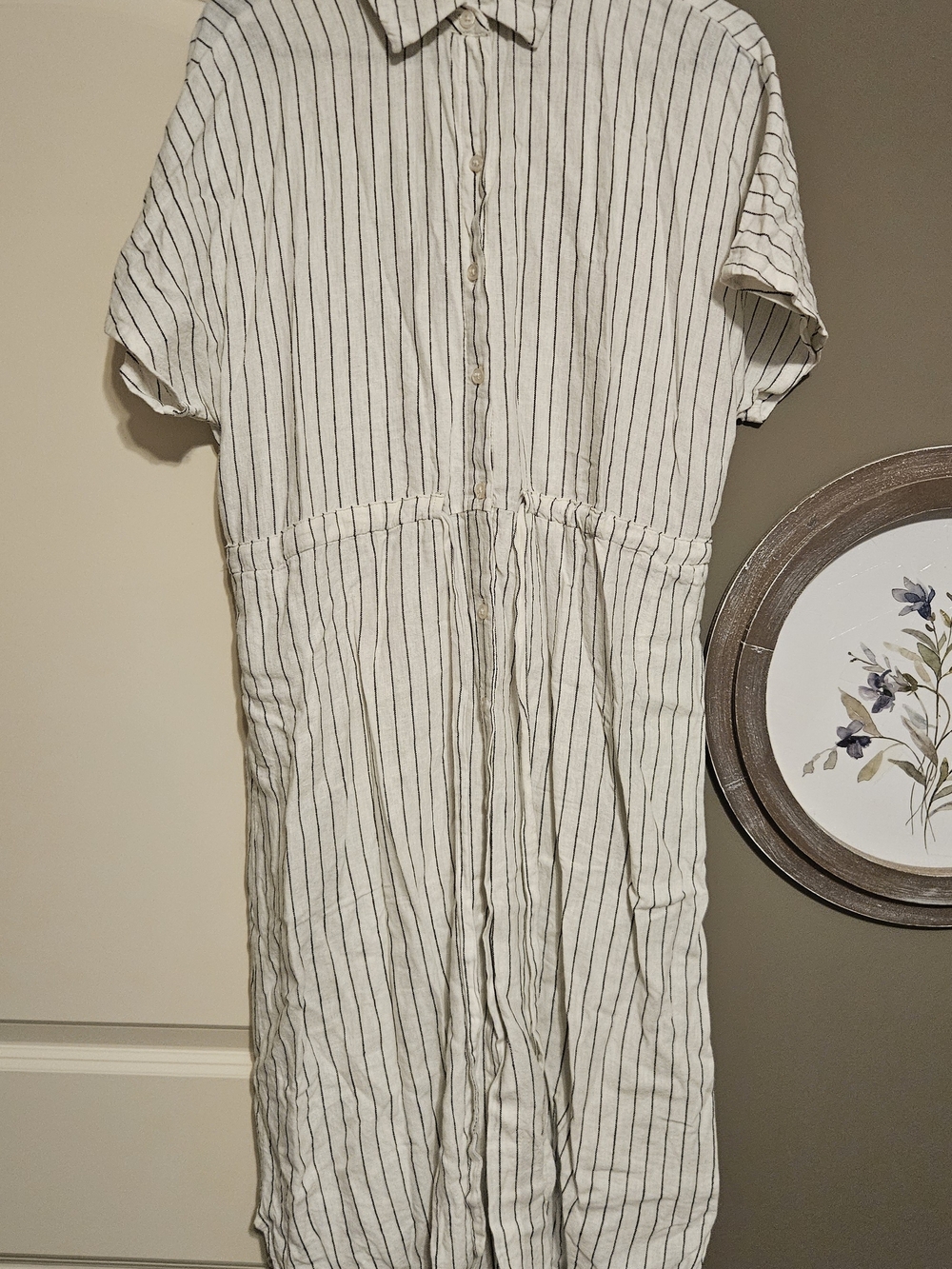 Linen Blend Button-Down Dress